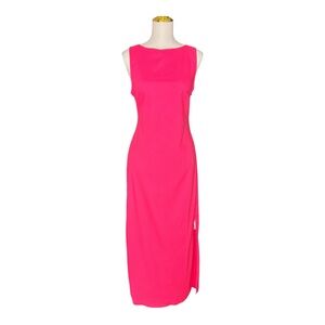 Commense Bold Large Pink Sleeveless Crisscross Long Dress with Side Slits
